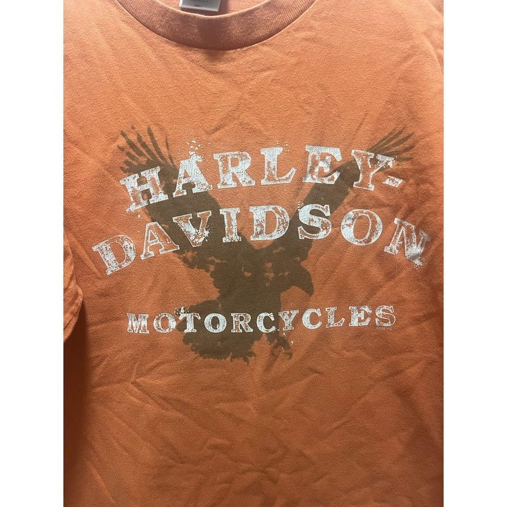 Harley Davidson Shirt Men's Size Large Orange Y2K 2008 Short Sleeve Eagle MI - Picture 2 of 6